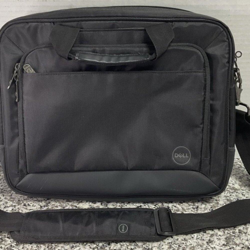Dell Briefcase 14" Laptop Notebook Travel Shoulder Bag Case Black 15x12x3" EUC